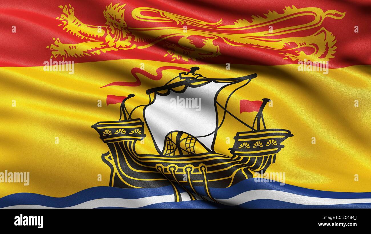 Bandiera della provincia di New Brunswick, Canada, illustrazione 3D Foto Stock
