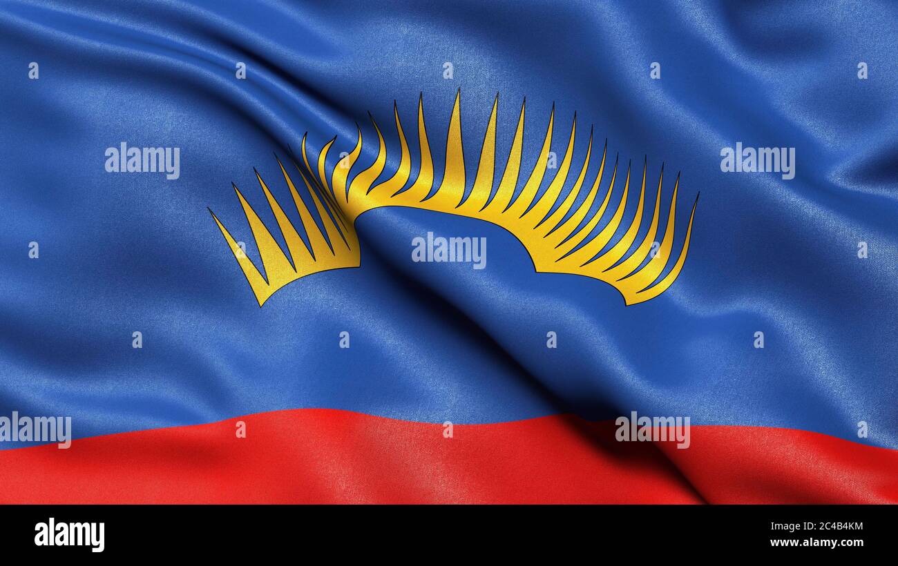 Bandiera del distretto amministrativo di Murmansk, Russia, illustrazione 3D Foto Stock
