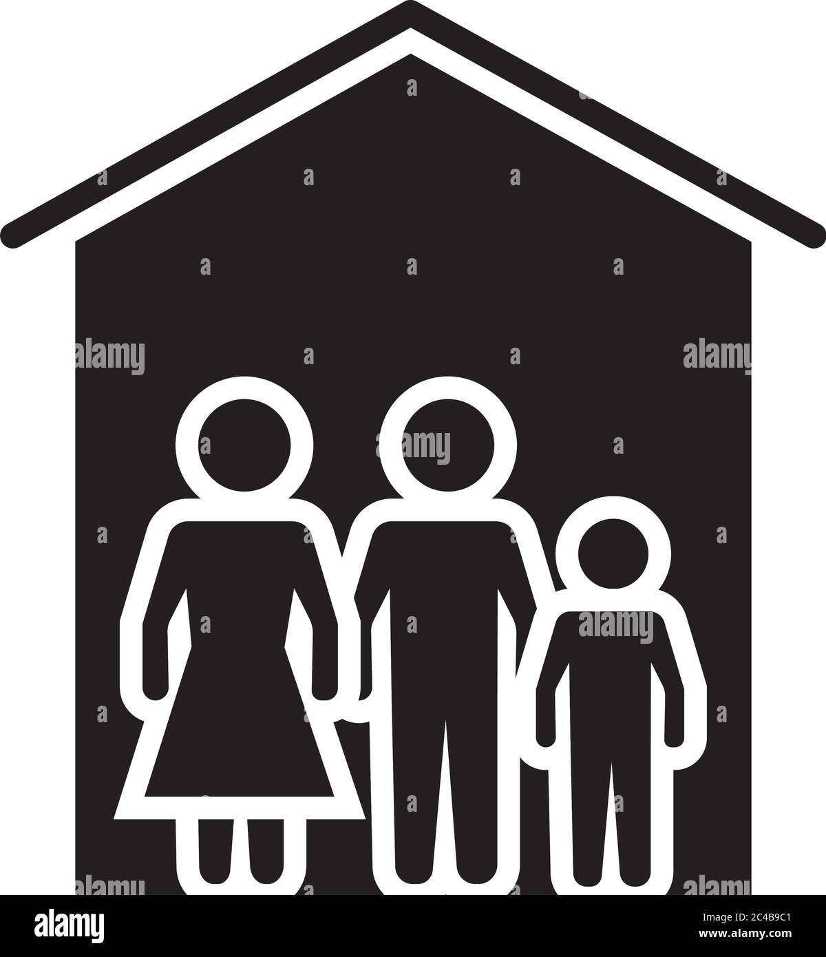 famiglia soggiorno a casa silhouette stile icona disegno vettoriale illustrazione Illustrazione Vettoriale