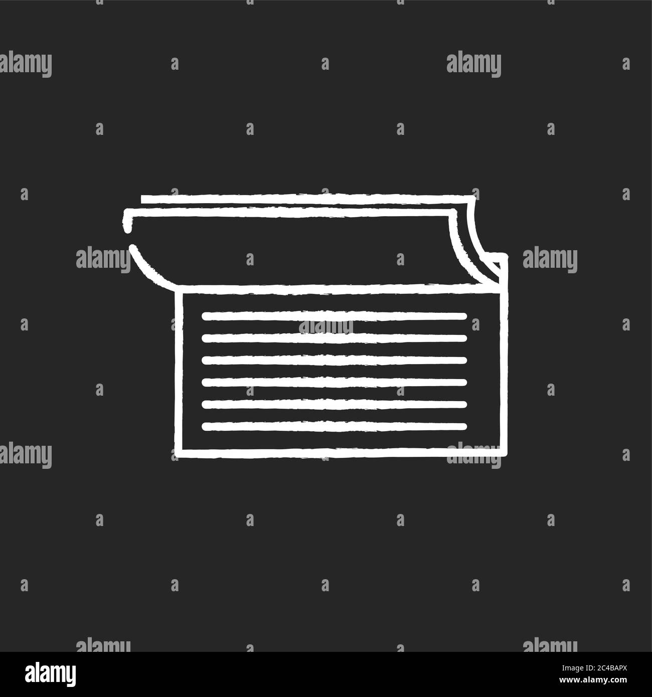 Icona bianca gesso del libro di controllo su sfondo nero Illustrazione Vettoriale
