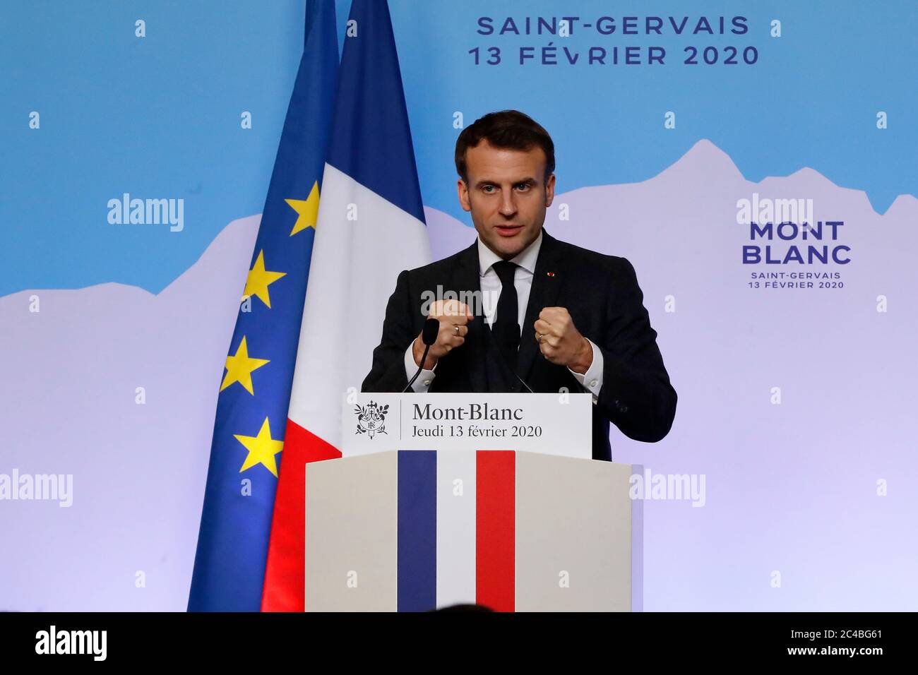 il presidente francese emmanuel macron Foto Stock