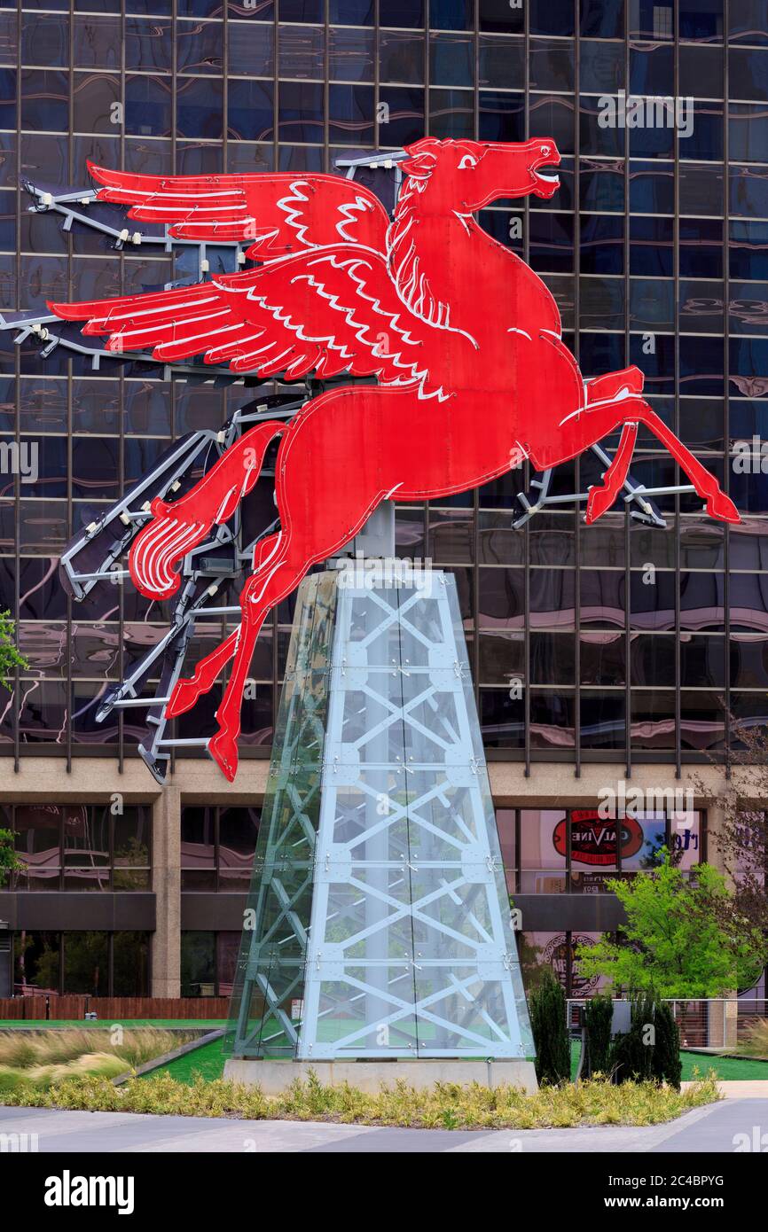 Pegasus segno, Lamar Street, Dallas, Texas, Stati Uniti d'America Foto Stock