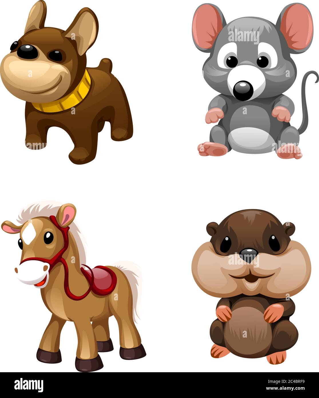 vettore cute animali giocattoli. Cavallo, mouse, cane Illustrazione Vettoriale