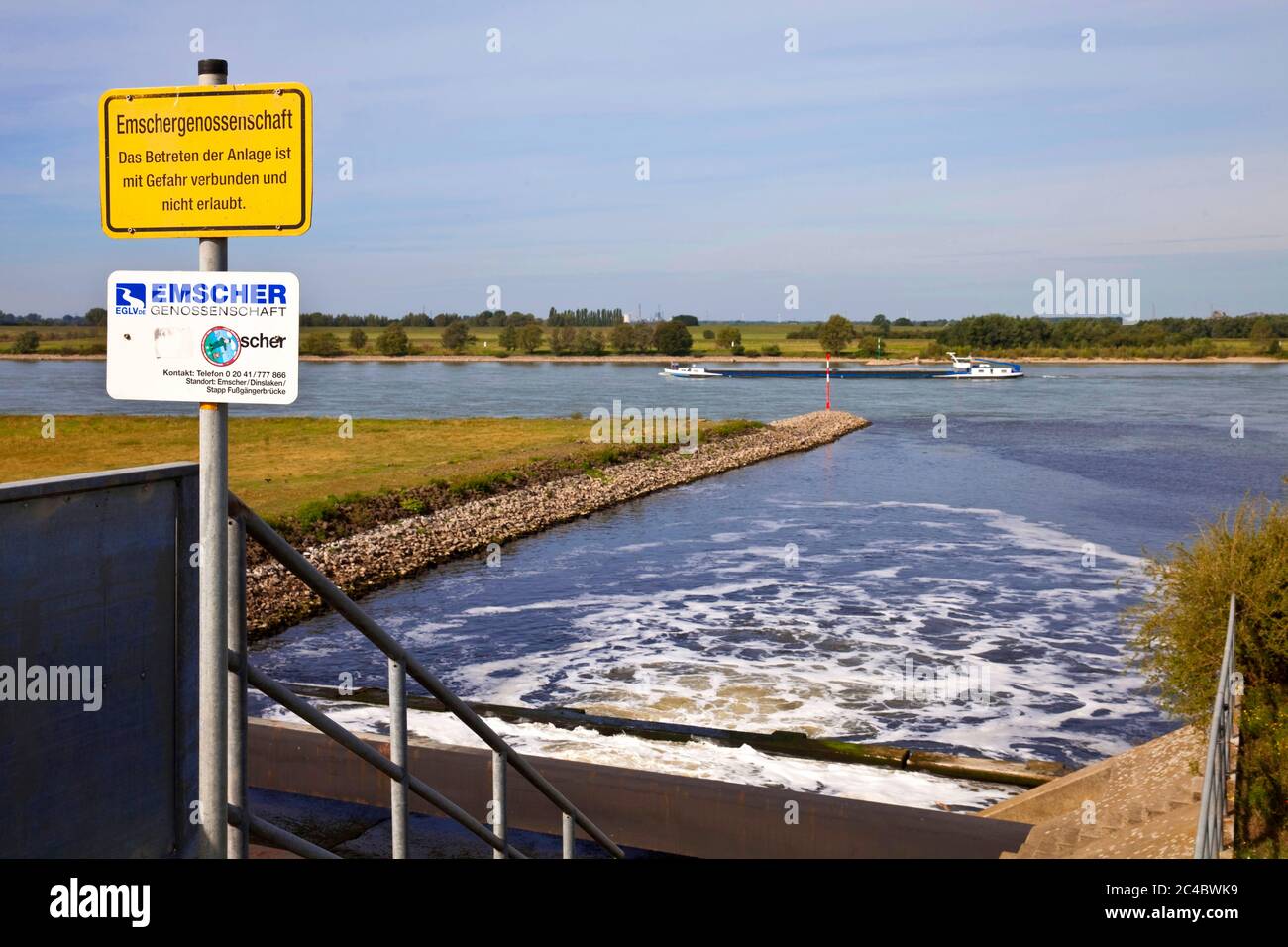 Foce del fiume Emscher nel Reno, Germania, Renania Settentrionale-Vestfalia, Ruhr Area, Dinslaken Foto Stock