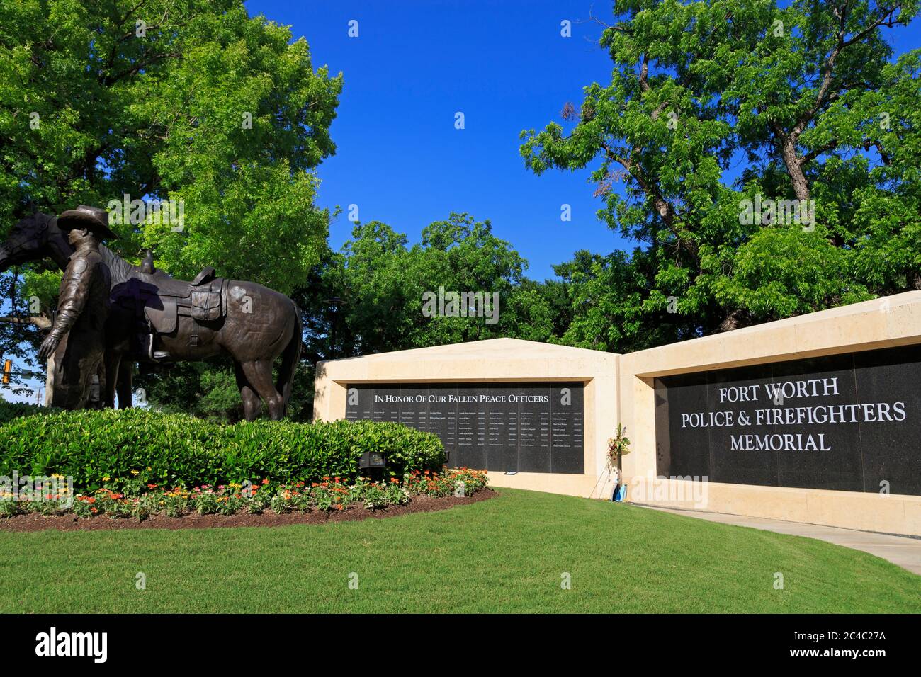 La polizia e i Vigili del Fuoco Memorial, Fort Worth, Texas, Stati Uniti d'America Foto Stock