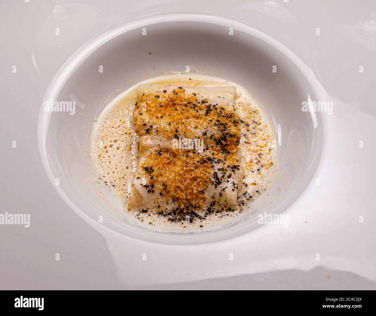 Piatto gourmet al Rheingau Gourmet Festival di Hattenheim, Eltville am Rhein, Germania Foto Stock