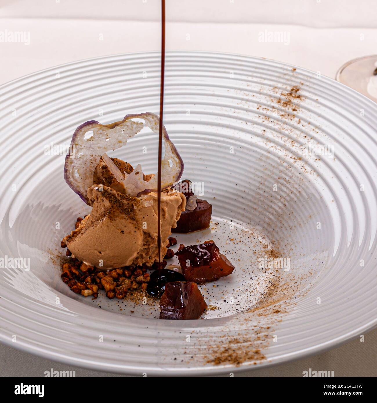 Piatto gourmet al Rheingau Gourmet Festival di Hattenheim, Eltville am Rhein, Germania Foto Stock