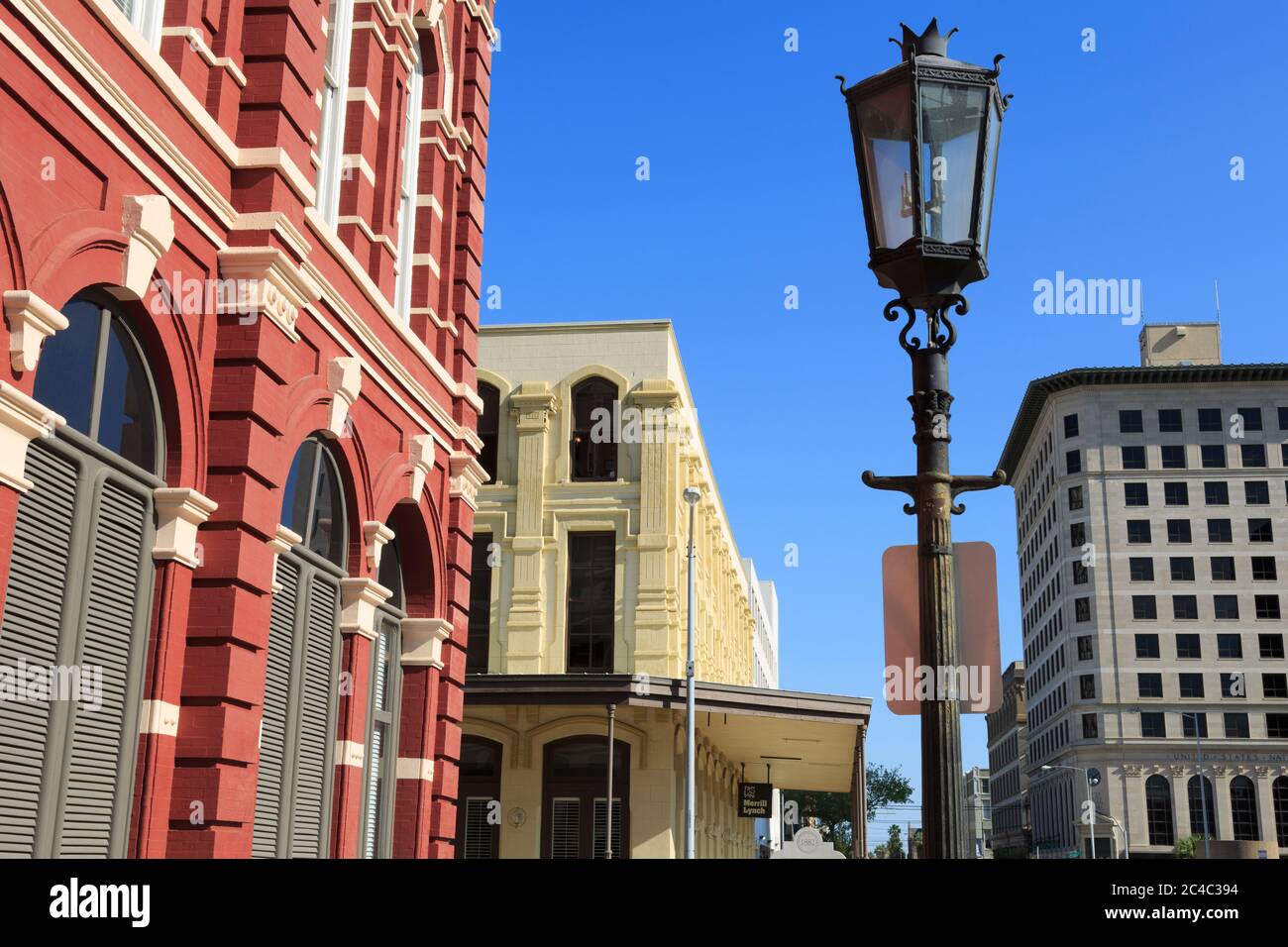 Kempner Street, storico quartiere Strand, Galveston, Texas, Stati Uniti Foto Stock