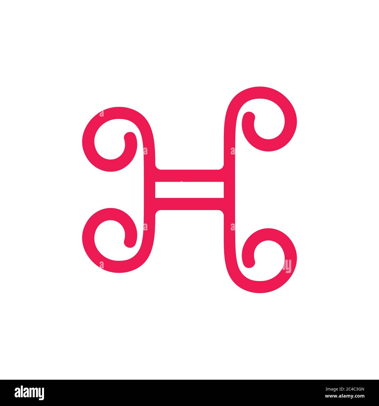 vettore del logo di disegno di lettera h arricciato Illustrazione Vettoriale