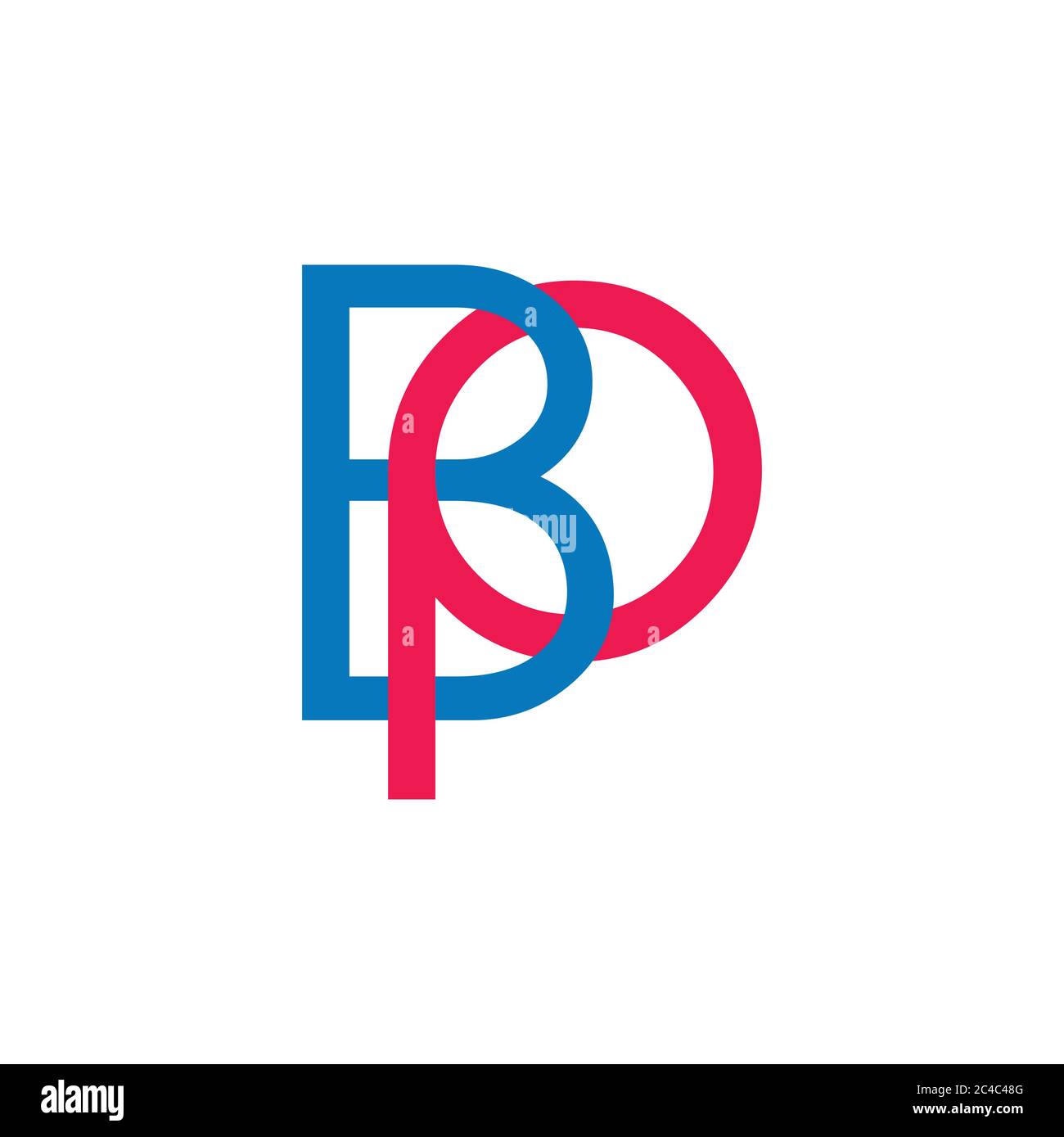 lettere bp collegate vettore di logo a linee colorate Illustrazione Vettoriale
