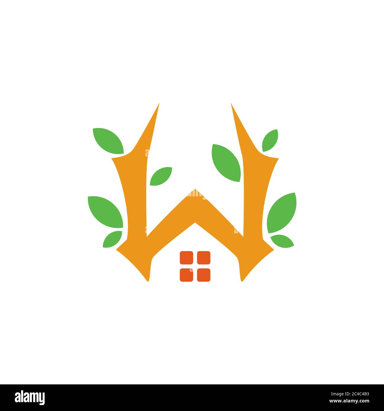 lettera w casa naturale semplice vettore geometrico logo Illustrazione Vettoriale