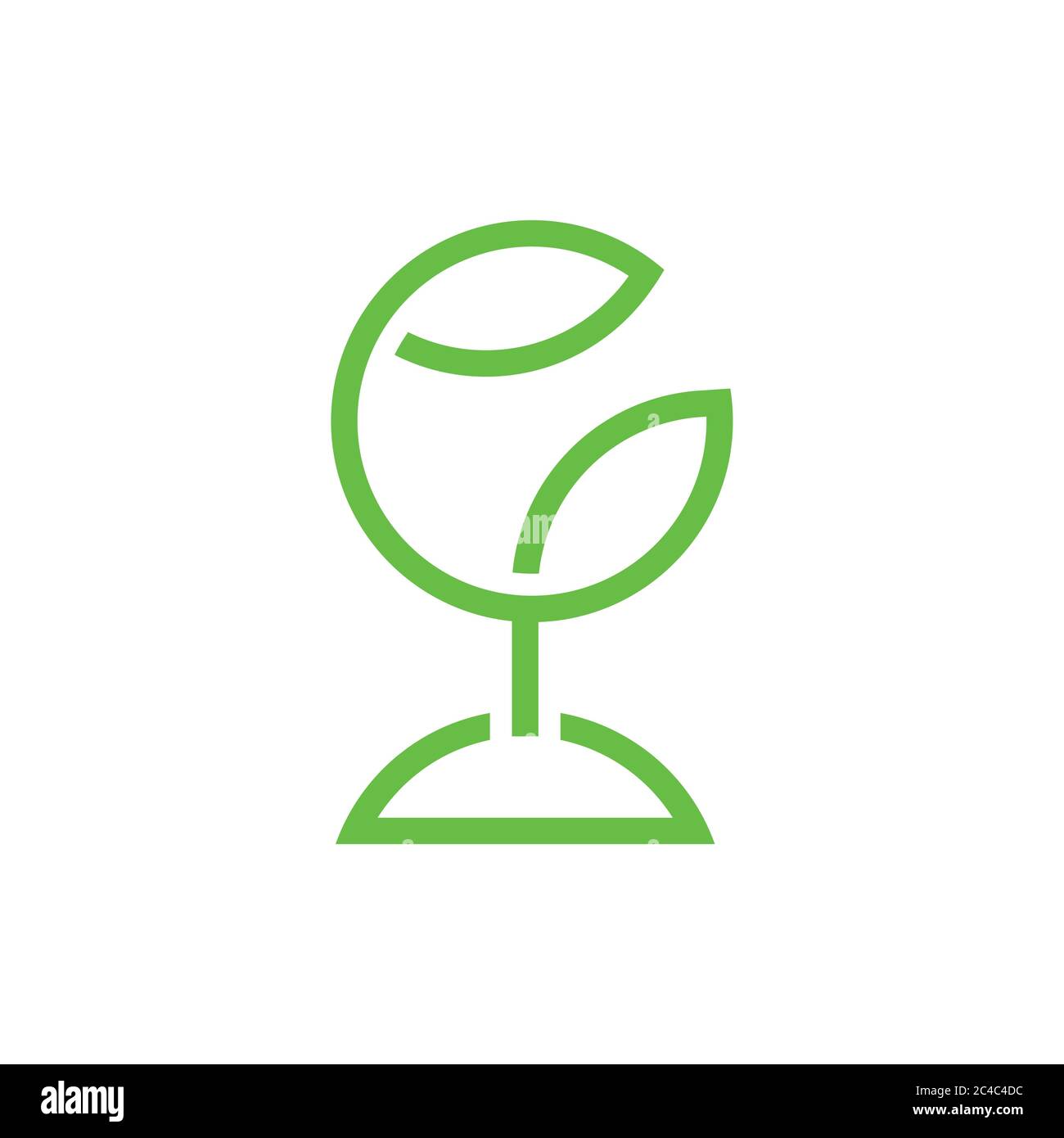 cerchio globale pianta verde linea geometrica vettore logo Illustrazione Vettoriale