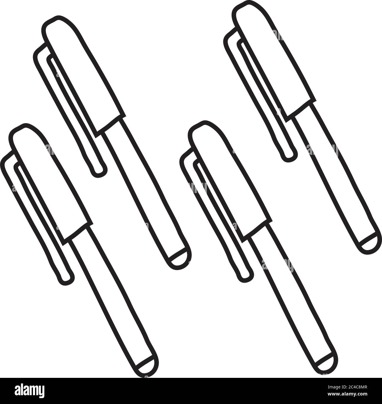 set di penne icone stile linea disegno vettoriale Illustrazione Vettoriale