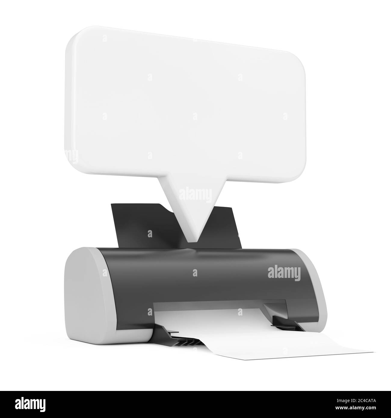 Stampante digitale a getto d'inchiostro con voce bianca vuota, scarica la scarica su sfondo bianco. Rendering 3d Foto Stock