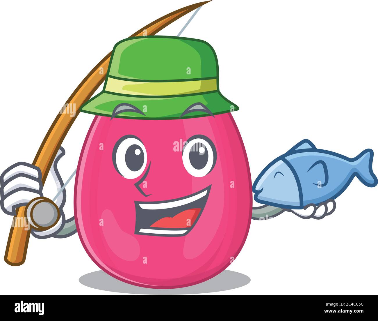 Stile di disegno del cartone animato di spugna pronta per il trucco va a pesca Illustrazione Vettoriale