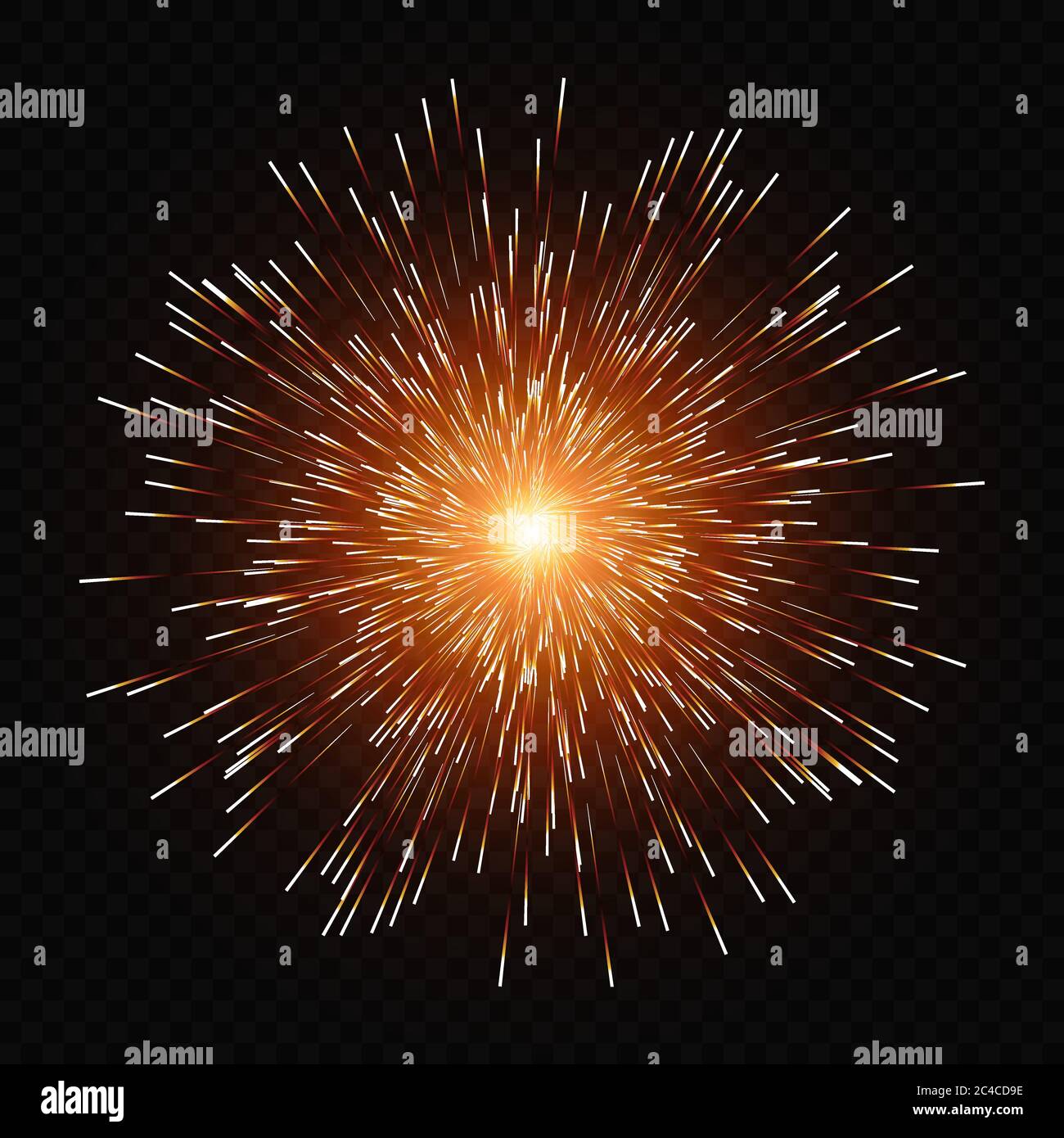 Stella scoppiata con scintille. Effetto luce lucido Illustrazione Vettoriale