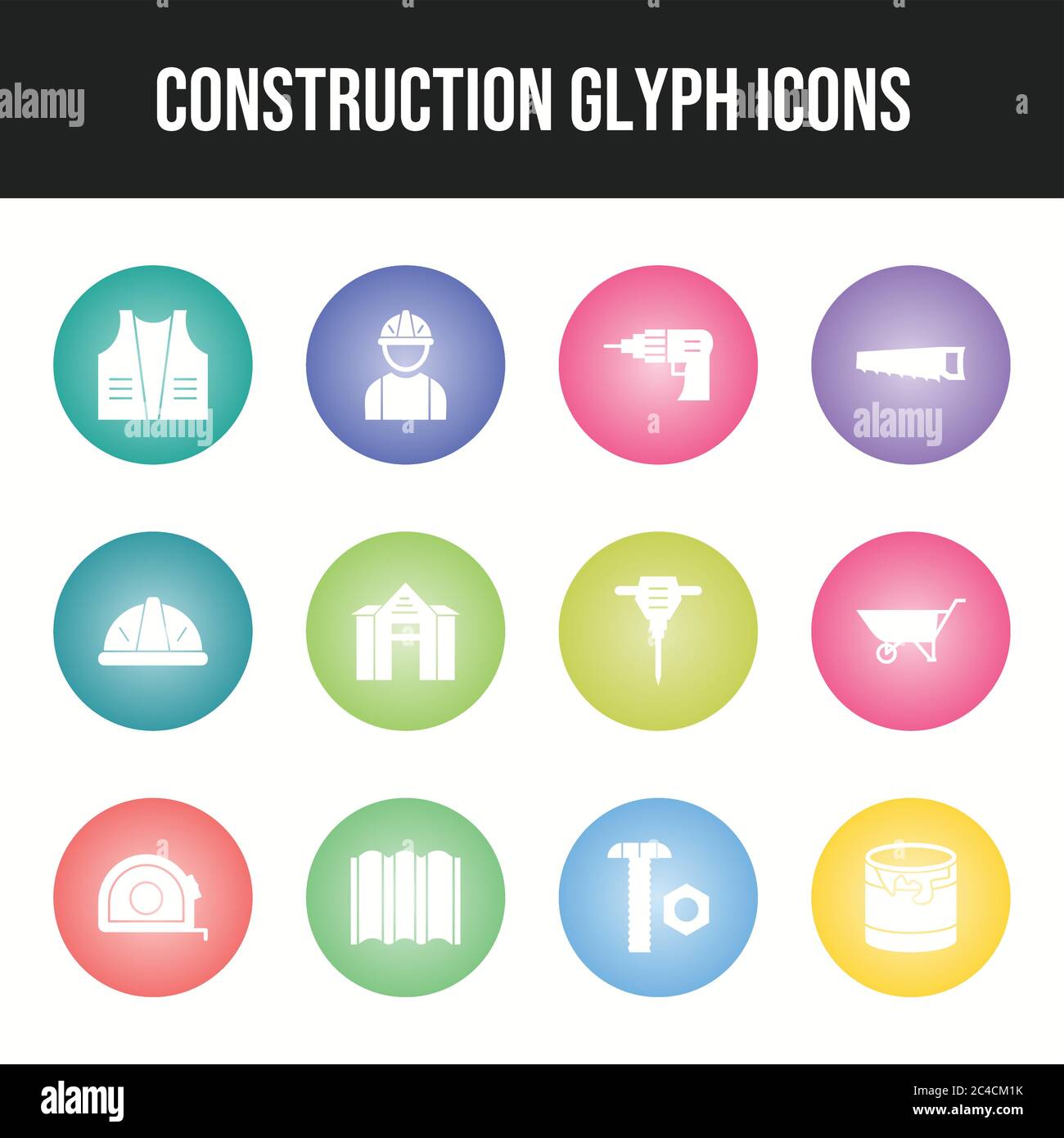 Insieme di icone Beautiful Construction Vector Illustrazione Vettoriale