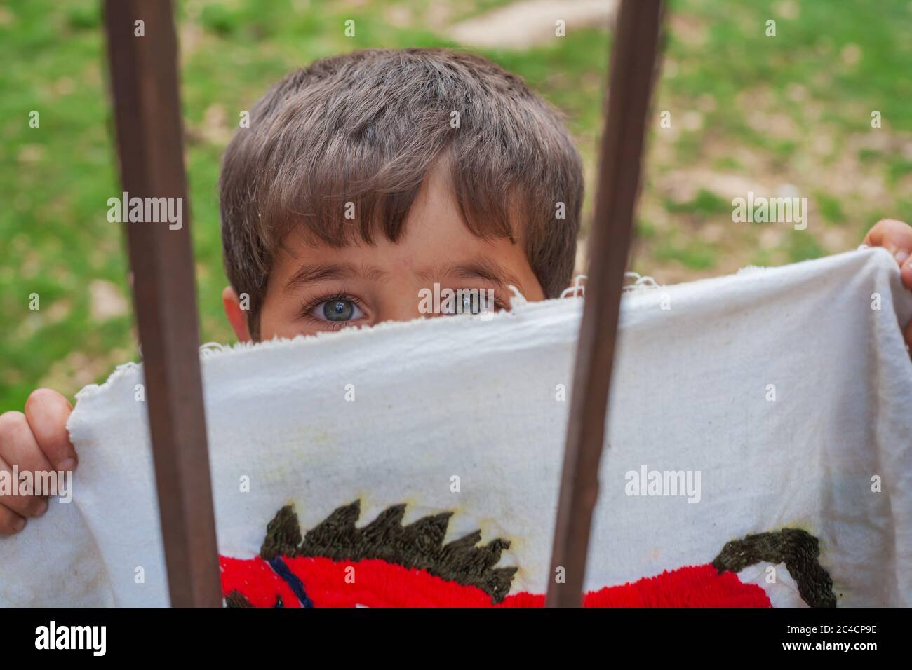 Bambini, villaggio di Druze, Qalb Loze, Siria Foto Stock