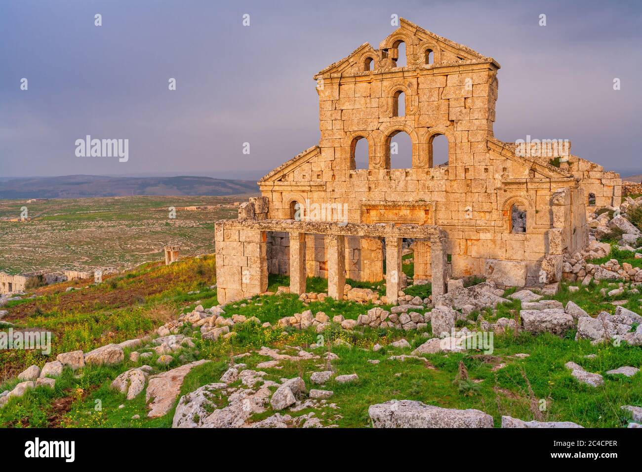 Rovine bizantine, Basilica, Baqirha, Siria Foto Stock