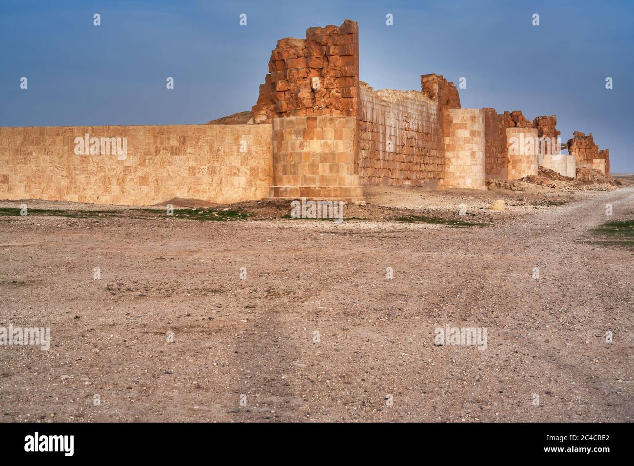 Qasr al-Heer al-Sharqi, palazzo di Umayyad califfh Hisham ibn Abd al-Malik, 743, Siria Foto Stock