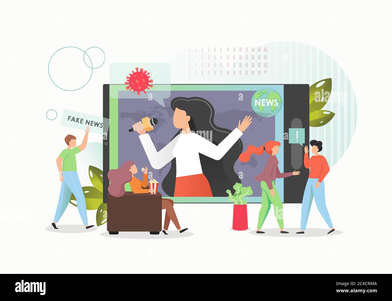 Online fake news concetto vettore flat illustrazione Illustrazione Vettoriale