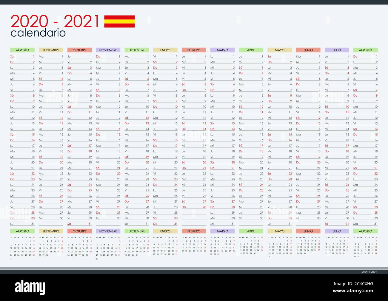 2020 2021 mid year wall planner in spagnolo anno accademico