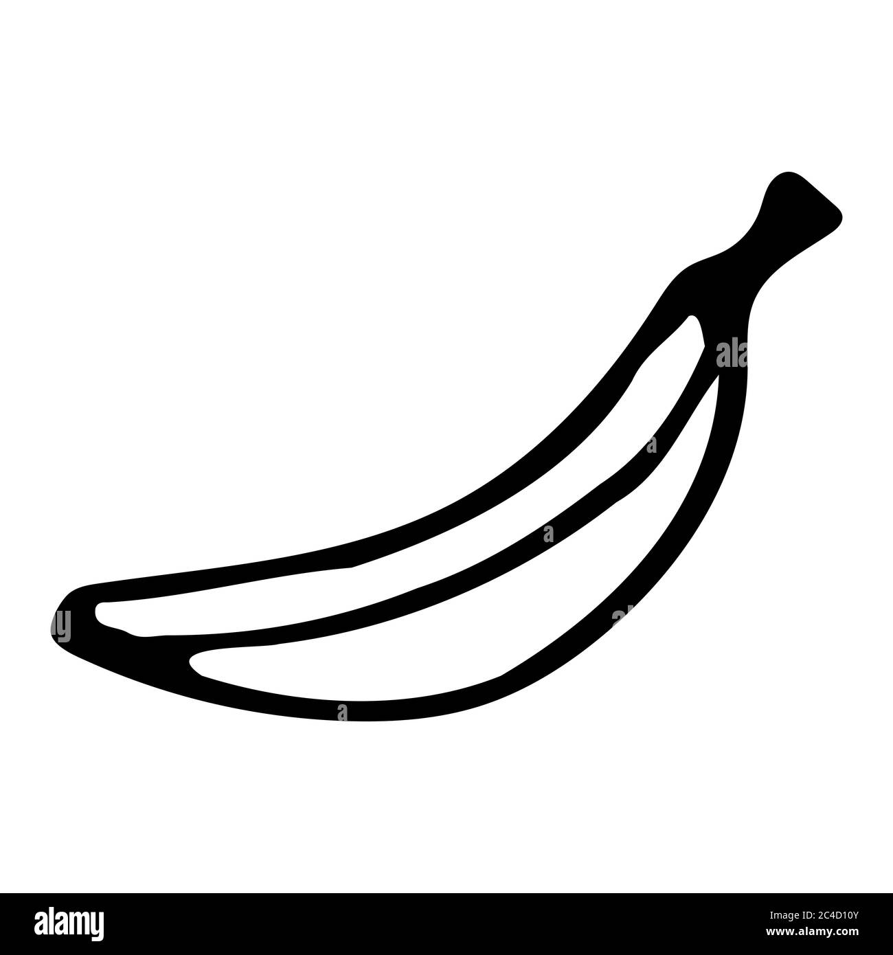 Banana. Icona a forma di dodle disegnata a mano. Isolamento trasparente su sfondo bianco. Illustrazione vettoriale per biglietti d'auguri, poster, patch, stampe Illustrazione Vettoriale
