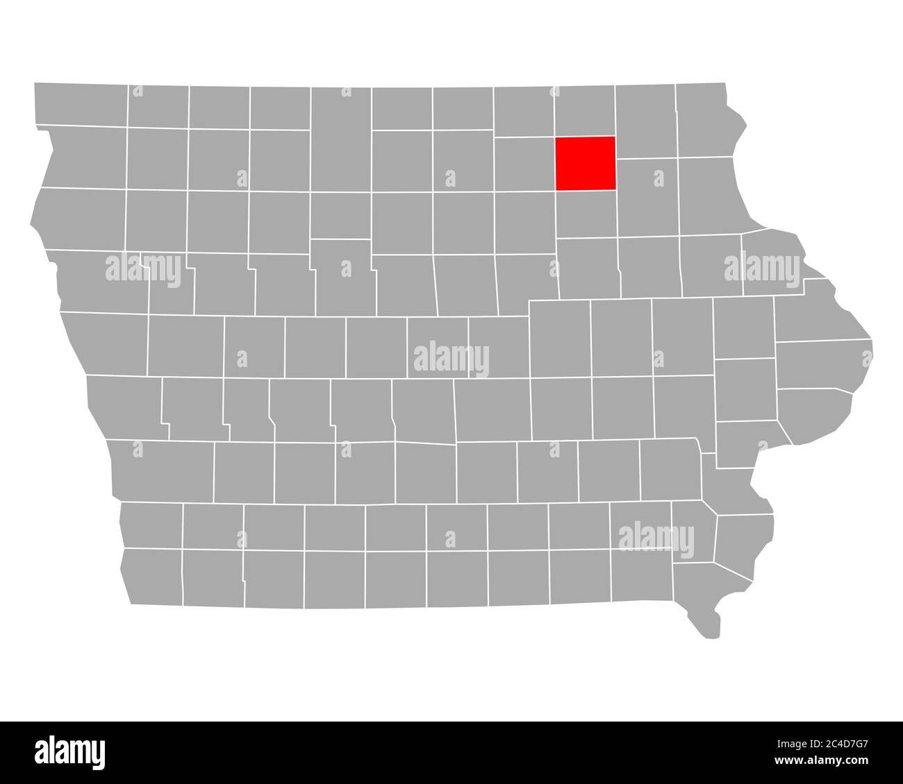 Chickasaw sulla mappa di Iowa Foto Stock