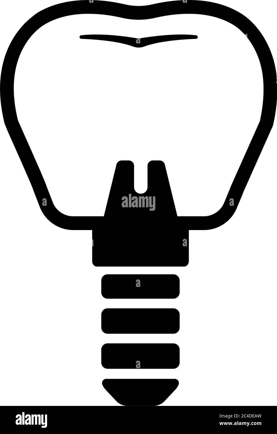 Cura dentale , illustrazione delle icone relative al dente / impianto dentale Illustrazione Vettoriale