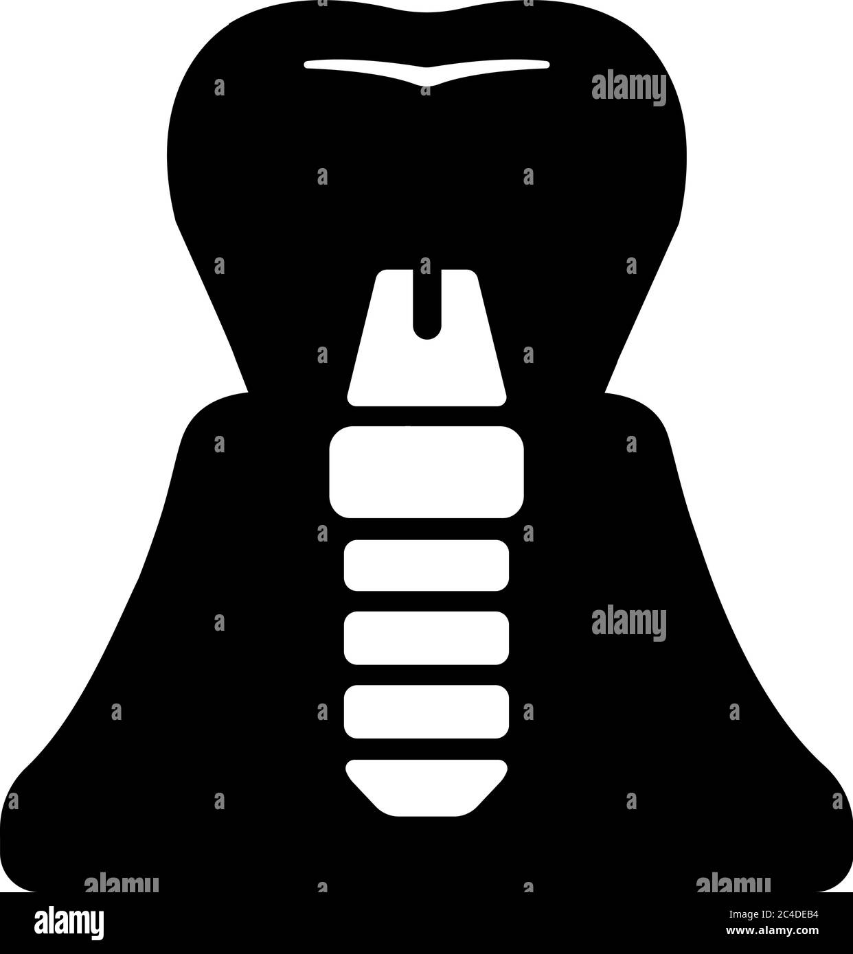 Cura dentale , illustrazione delle icone relative al dente / impianto dentale Illustrazione Vettoriale