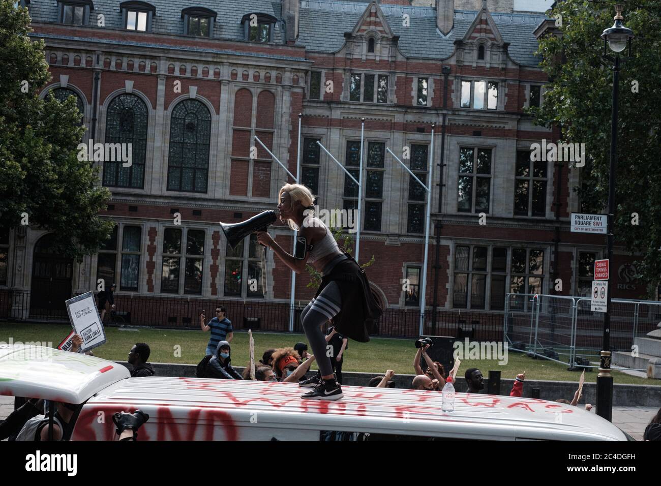 Black Lives Matter protesta a Westminster, giugno 2020 Foto Stock