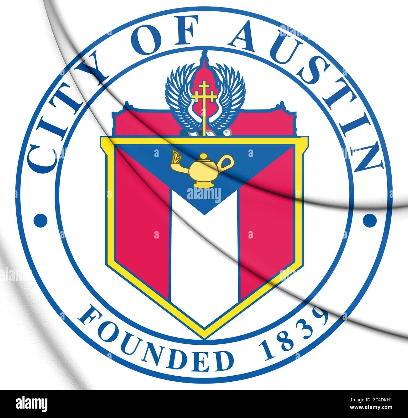 3D Seal di Austin (Texas), Stati Uniti. Illustrazione 3D. Foto Stock