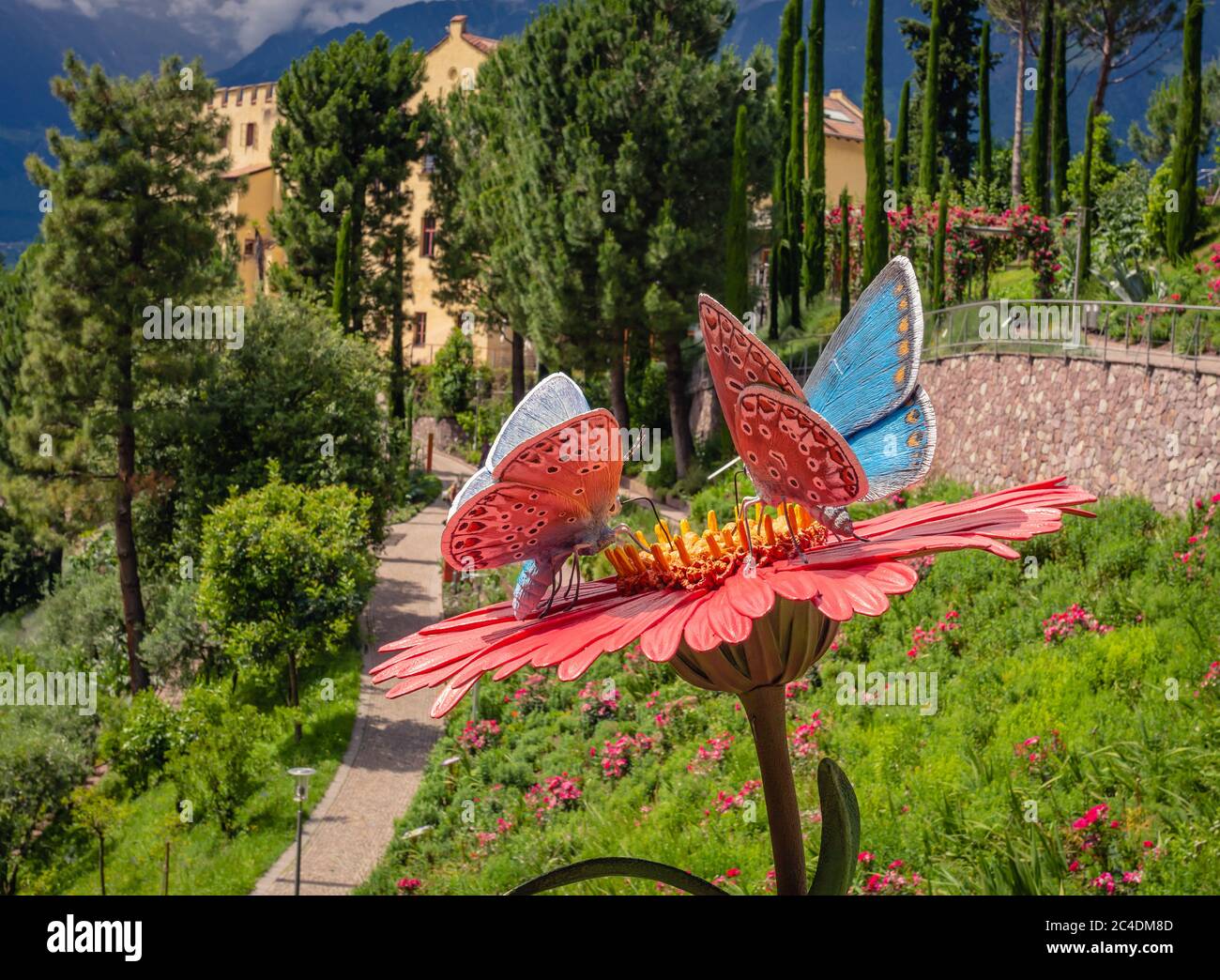 I maestosi Giardini Botanici del Castello Trauttmansdorff, vicino a Merano in Alto Adige, Italia settentrionale Foto Stock