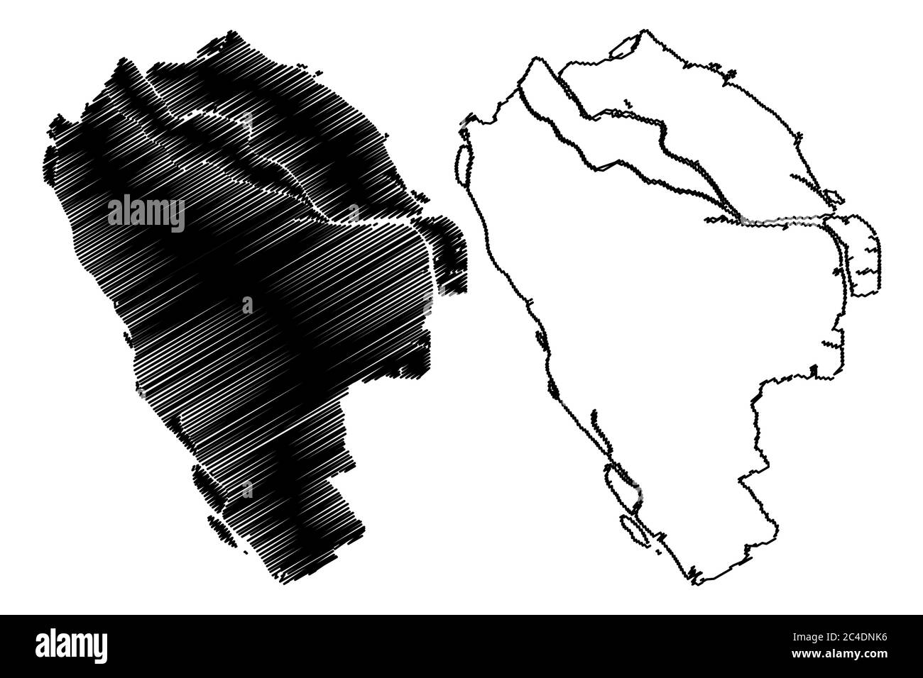 Città di Zhongshan (Repubblica popolare Cinese, Provincia di Guangdong) mappa vettoriale illustrazione, schizzo di ciottoli Città di Chungshan, Shiqi o Shekki mappa Illustrazione Vettoriale