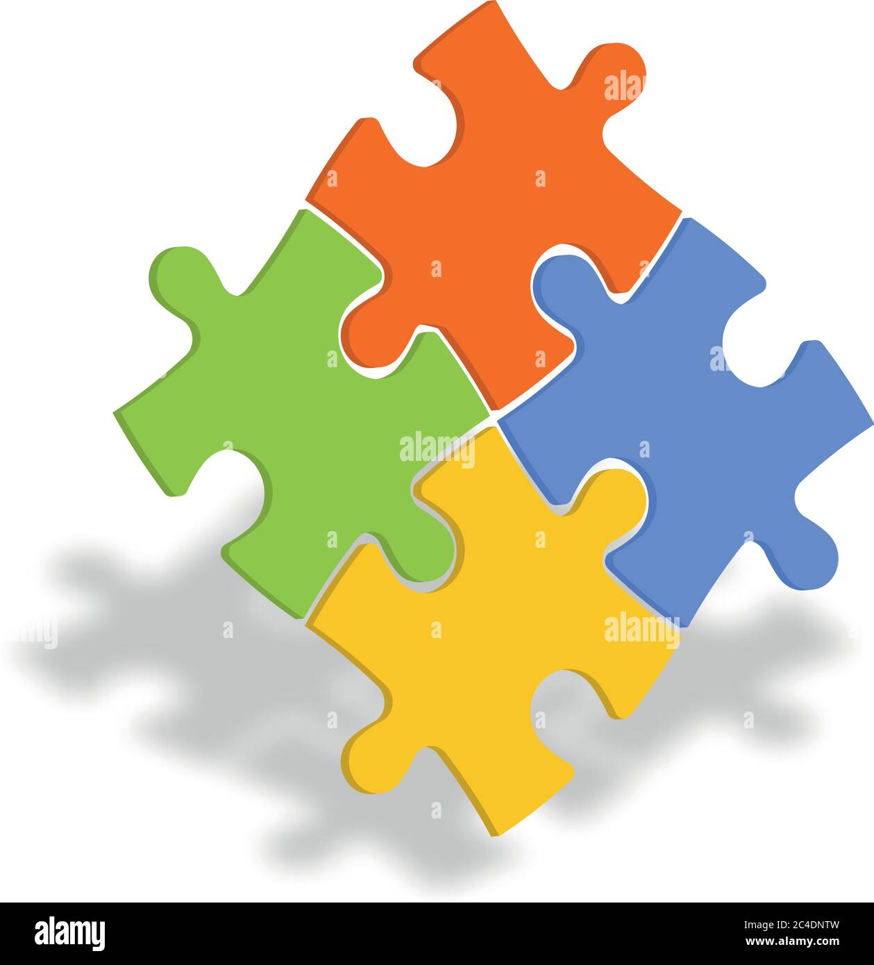 4 pezzi di puzzle colorati. Cooperazione di gruppo, lavoro di squadra o  tema aziendale della soluzione. Illustrazione vettoriale 3D con  ombreggiatura Immagine e Vettoriale - Alamy