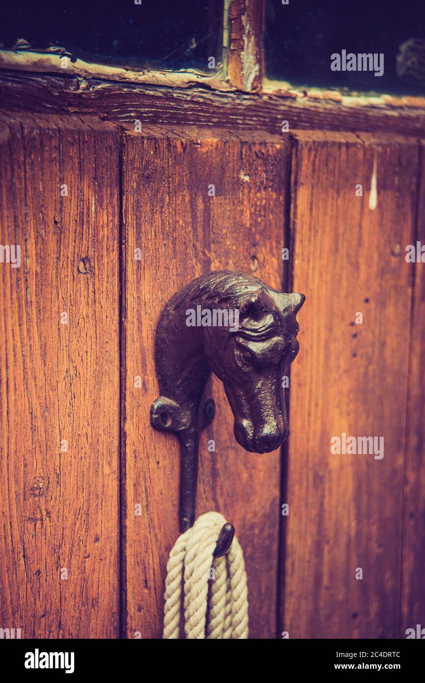 Gancio di ferro vecchio stile cavallo Foto Stock