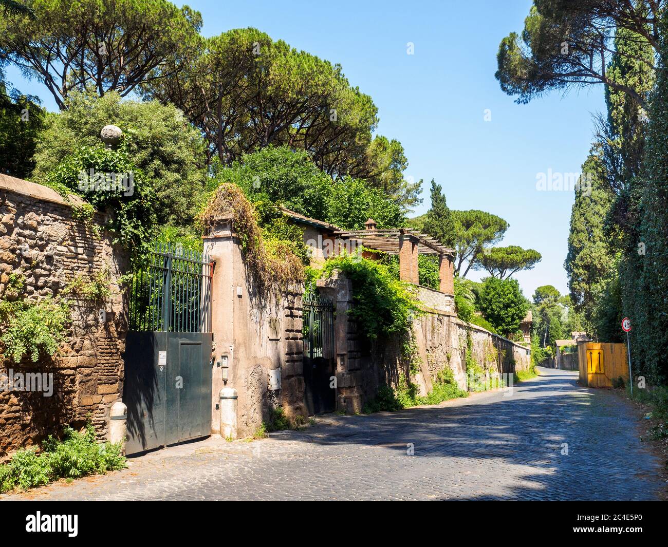 Via di porta San Sebastiano è un'antica via romana - Roma, Italia Foto Stock