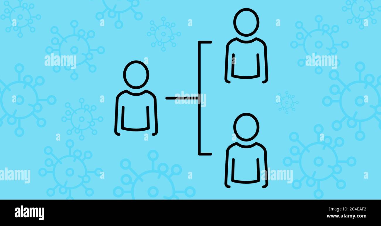 Illustrazione digitale di tre icone di persone con linee di collegamento Foto Stock