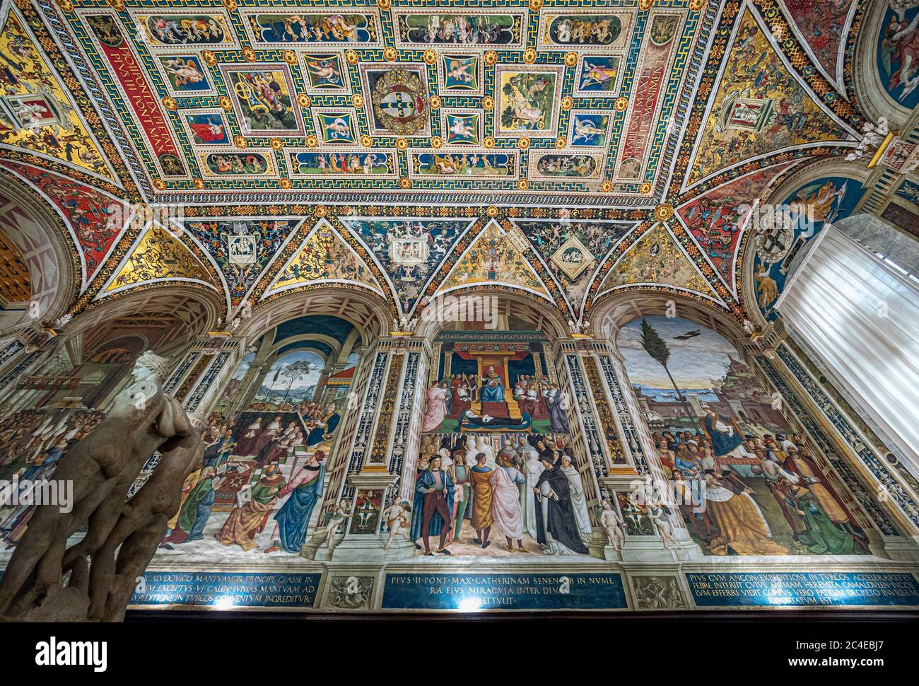 La Biblioteca Piccolomini, il Duomo di Siena. Toscana, Italia. Foto Stock
