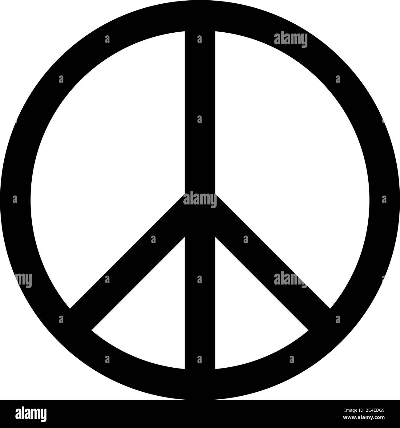 Simbolo di pace. Icona vettore piatto semplice. Segno nero sul retro bianco. Illustrazione Vettoriale