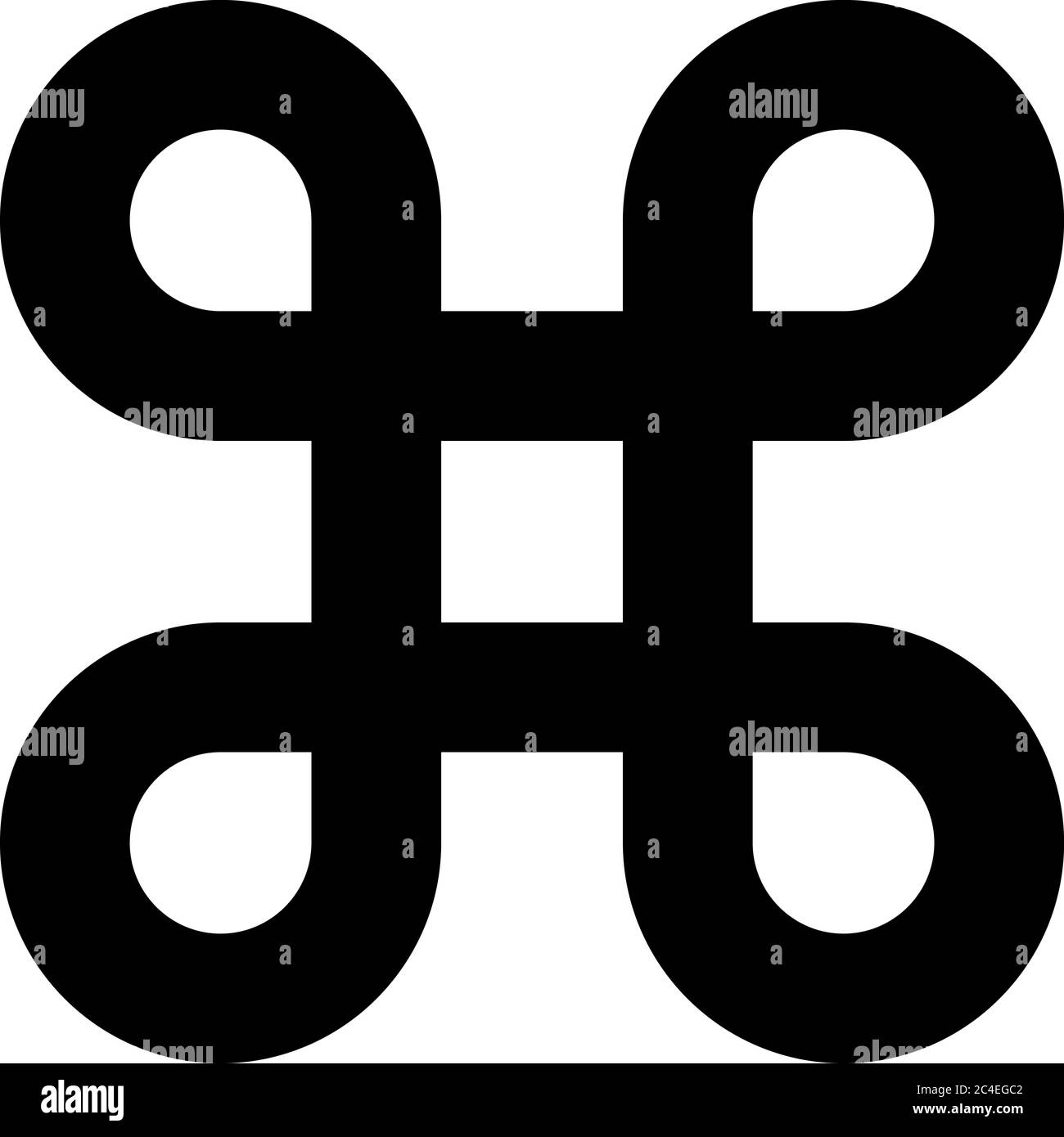 Nodo di Bowen simbolo per il tasto Comando. Piatto semplice illustrazione nero su sfondo bianco. Illustrazione Vettoriale