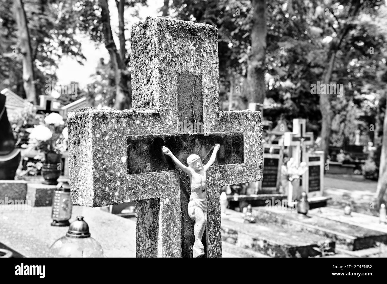 Cimitero comunale di Orneta, Warmia, terra storica nel Voivodato Warmiano-Masuriano. Foto Stock