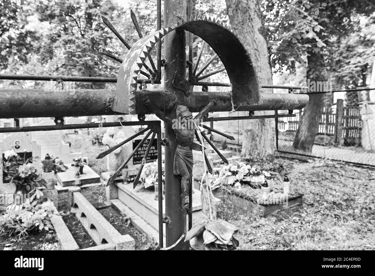 Cimitero comunale di Orneta, Warmia, terra storica nel Voivodato Warmiano-Masuriano. Foto Stock