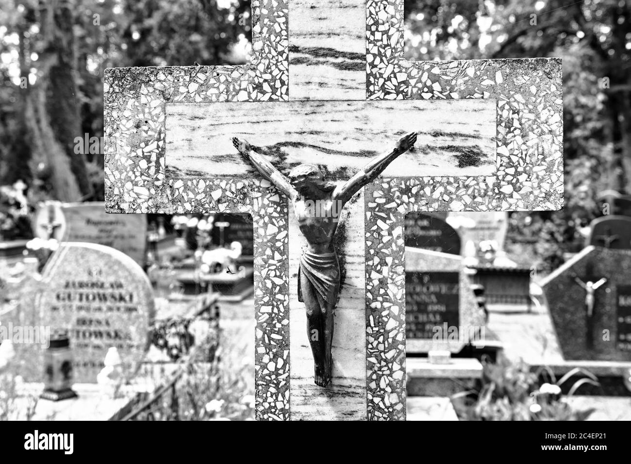 Cimitero comunale di Orneta, Warmia, terra storica nel Voivodato Warmiano-Masuriano. Foto Stock