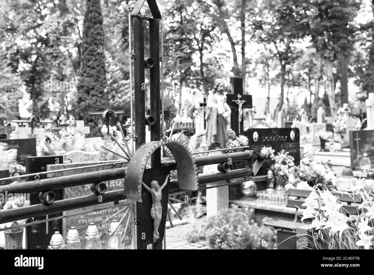 Cimitero comunale di Orneta, Warmia, terra storica nel Voivodato Warmiano-Masuriano. Foto Stock