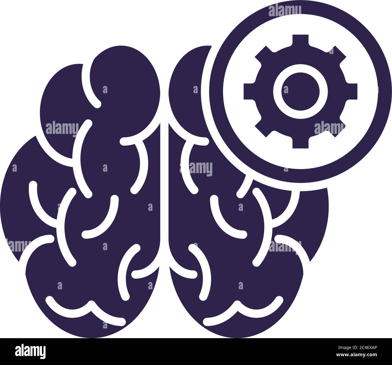 cervello umano con silhouette stile modello icona disegno vettoriale Illustrazione Vettoriale
