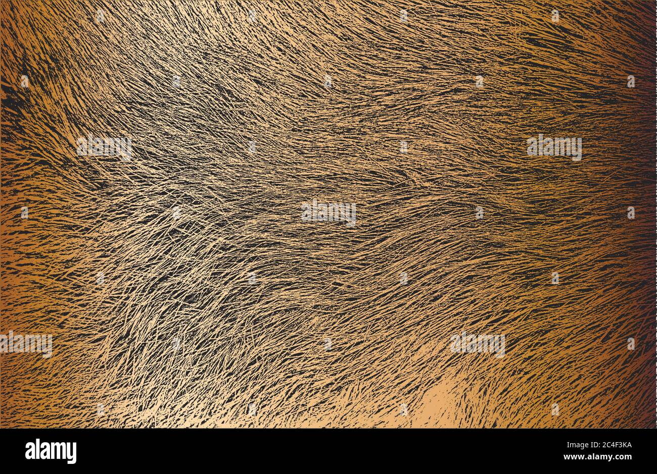 Trama di sovrapposizione distensione di pelliccia naturale dorata, sfondo vettoriale grunge. Illustrazione vettoriale astratta di mezzitoni Illustrazione Vettoriale