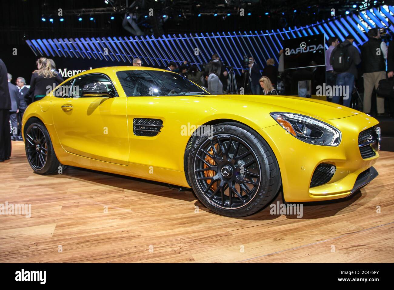 NEW YORK, NY - Aprile 1, 2015: presentano Mercedes-Benz AMG GT S al 2015 New York International Auto Show durante la giornata della stampa Foto Stock