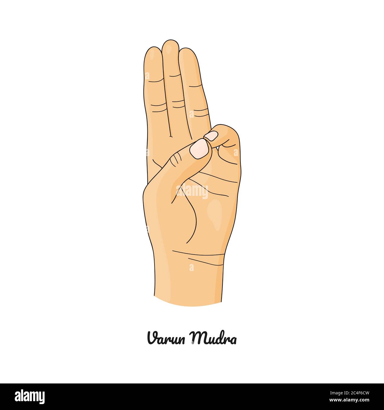 Varun Mudra / gesture di acqua. Vettore. Illustrazione Vettoriale
