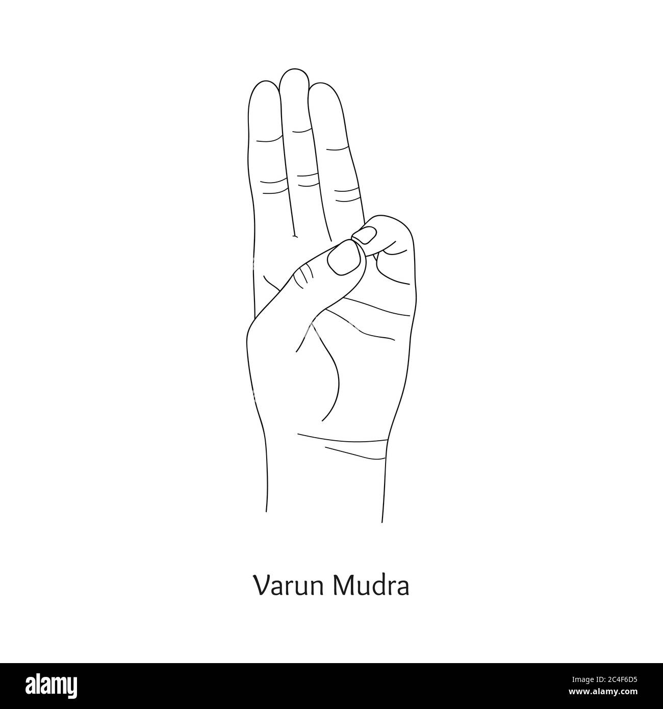 Varun Mudra / gesture di acqua. Vettore. Illustrazione Vettoriale